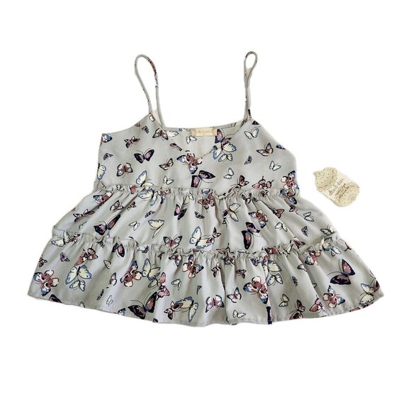 Altar'd State Tops - Altar’d State – Butterfly Tiered Ruffle Tank Top – Extra Small XS